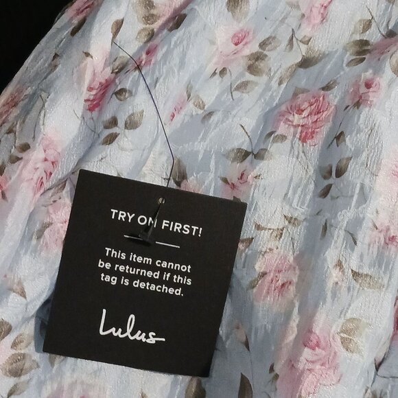 NEW Lulus Gorgeous Desire Light Blue Floral Strapless‎ High-Low Maxi Dress XS - Picture 14 of 16